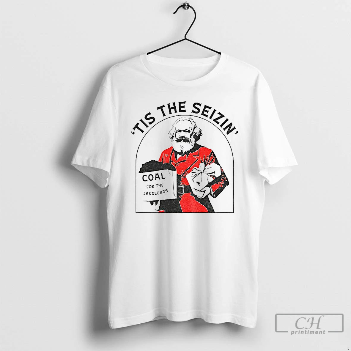 Classic Karl Marx Communist Christmas Tis The Seizin Coal For The Landlords T Shirts Sweater Hoodie, Sweatshirt