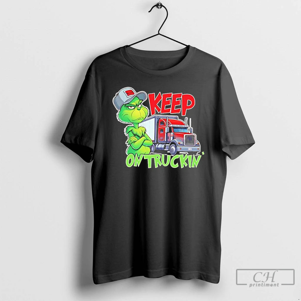 Classic Keep On Truckin Christmas Grinch Truck Driver
