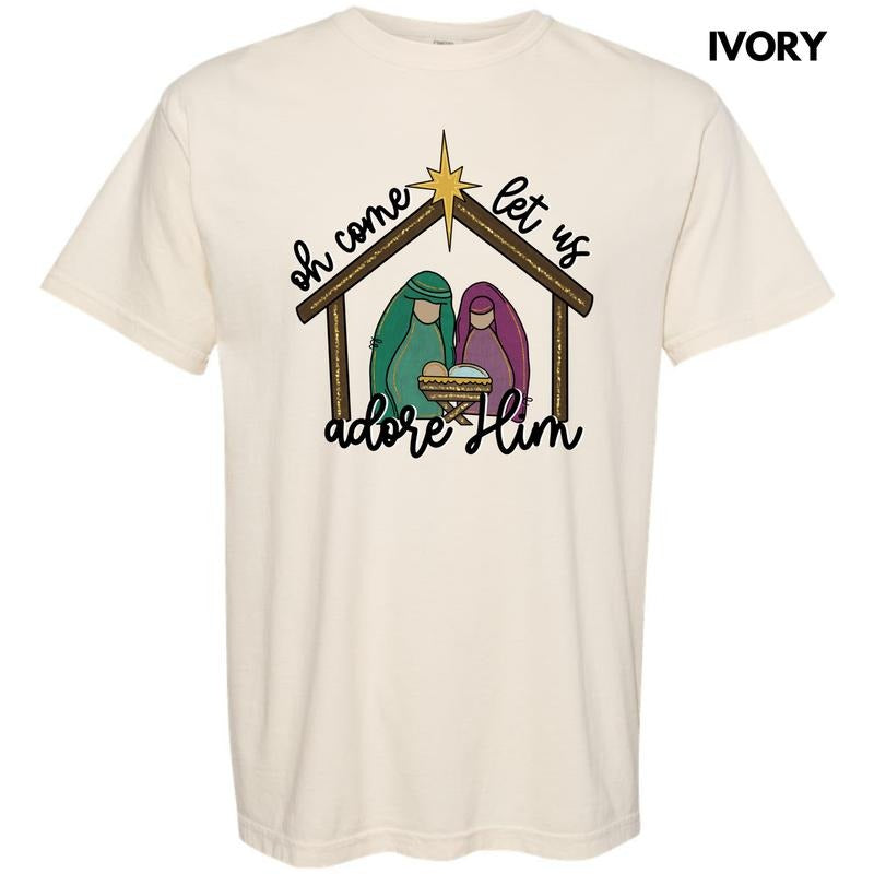 Classic Let Us Adore Him Comfort Colors T-Shirt 'NLB' Hoodie, Sweatshirt | RetroVerseTees.com