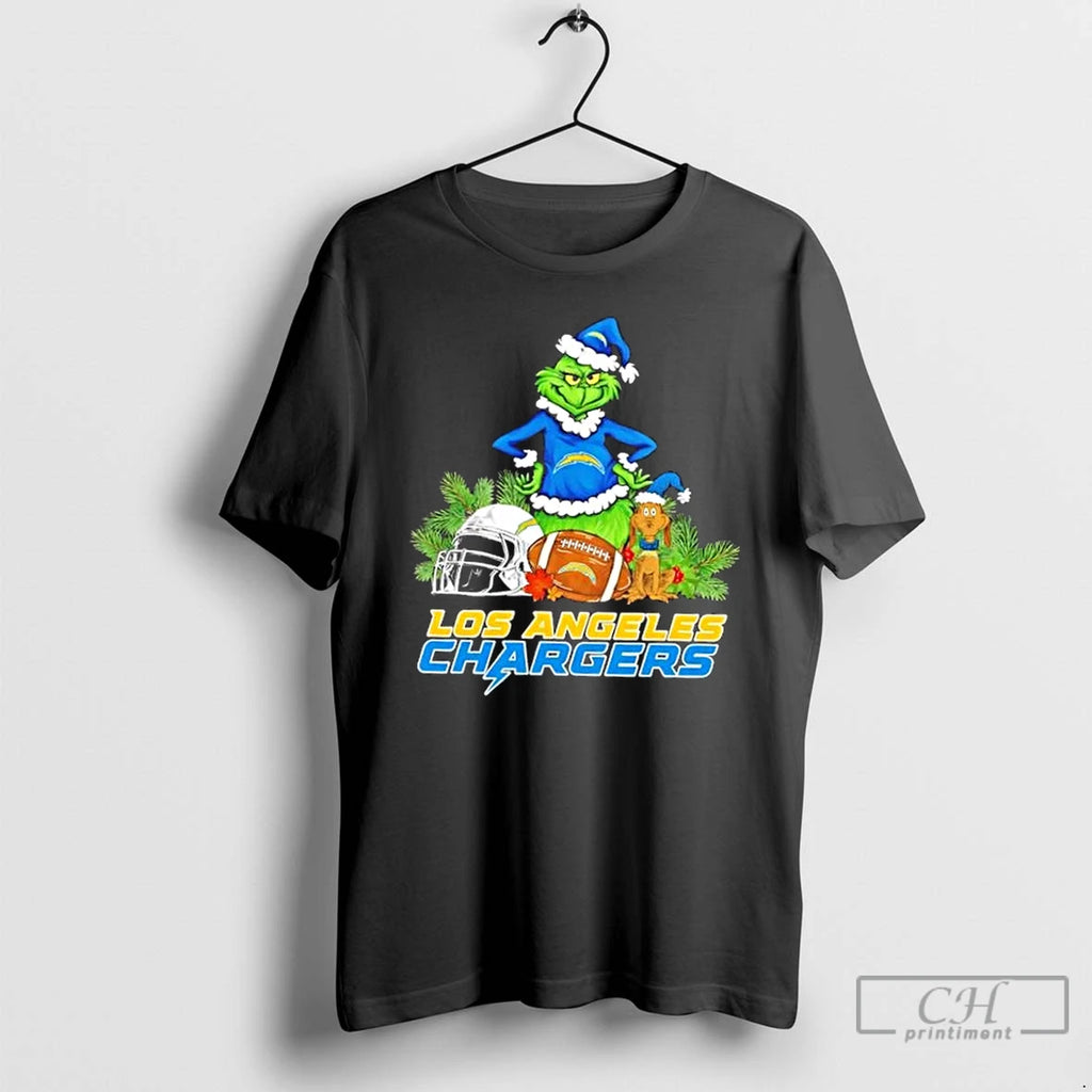 Classic Los Angeles Chargers Football X Grinch And Max Dog Merry Christmas T Shirts Sweater