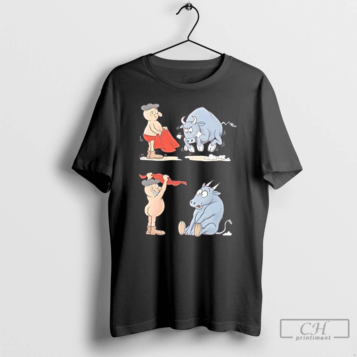 Classic Matador Bullfighter Naked Gag Cartoon T-Shirts, Hoodie, Sweatshirt | RetroVerseTees.com