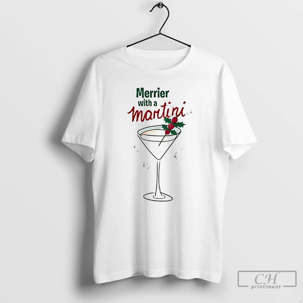 Classic Merrier With A Martini Christmas T-Shirts, Hoodie, Sweatshirt | RetroVerseTees.com