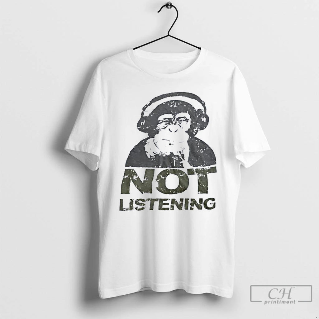 Classic Monkey Wearing Headphone Not Listening