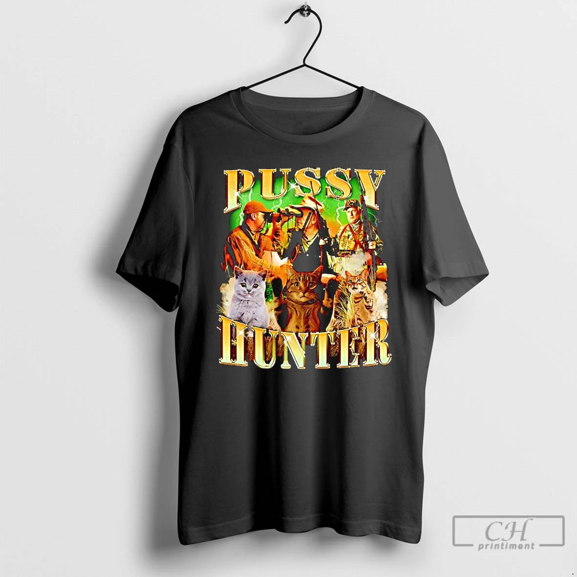 Classic Pussy Hunter Cat Hunter Imagery Graphic T-Shirts, Hoodie, Sweatshirt | RetroVerseTees.com