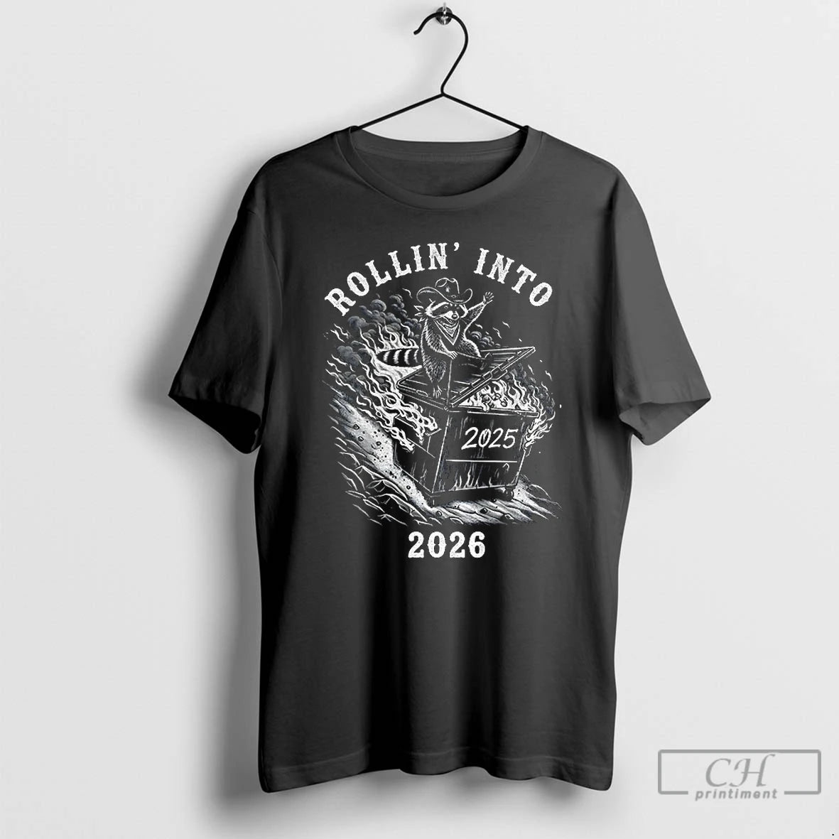 Classic Raccoon Rollin Into 2025 2026 T-Shirts, Hoodie, Sweatshirt | RetroVerseTees.com