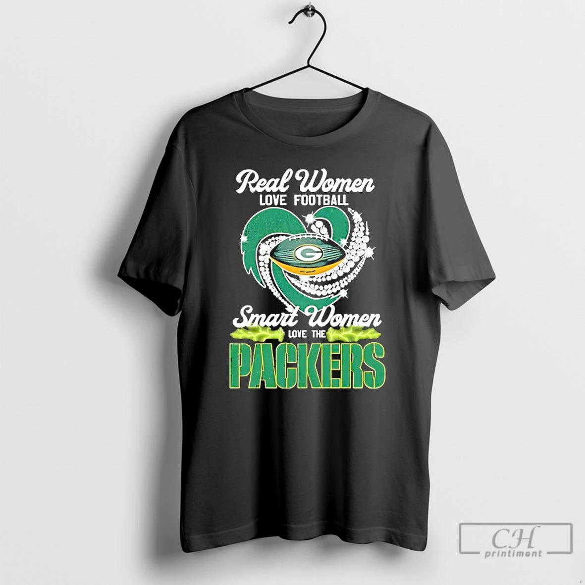 Classic Real Women Love Football Smart Women Love The Green Bay Packers Heart T Shirts Hoodie, Sweatshirt