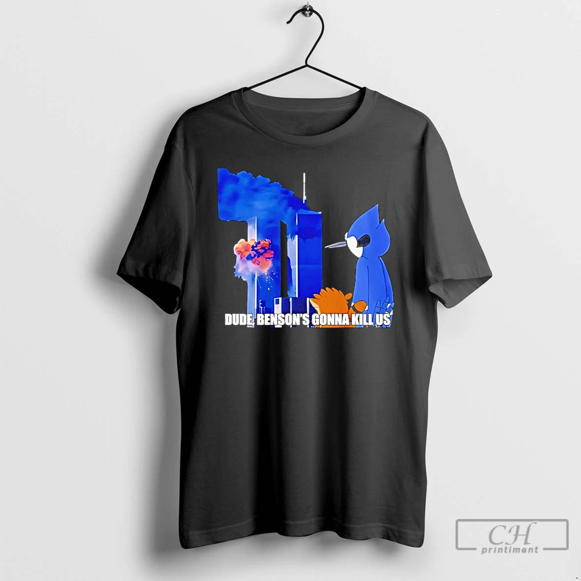 Classic Regular Show 911 Meme Dude Bensons Gonna Kill Us T-Shirts, Hoodie, Sweatshirt | RetroVerseTees.com
