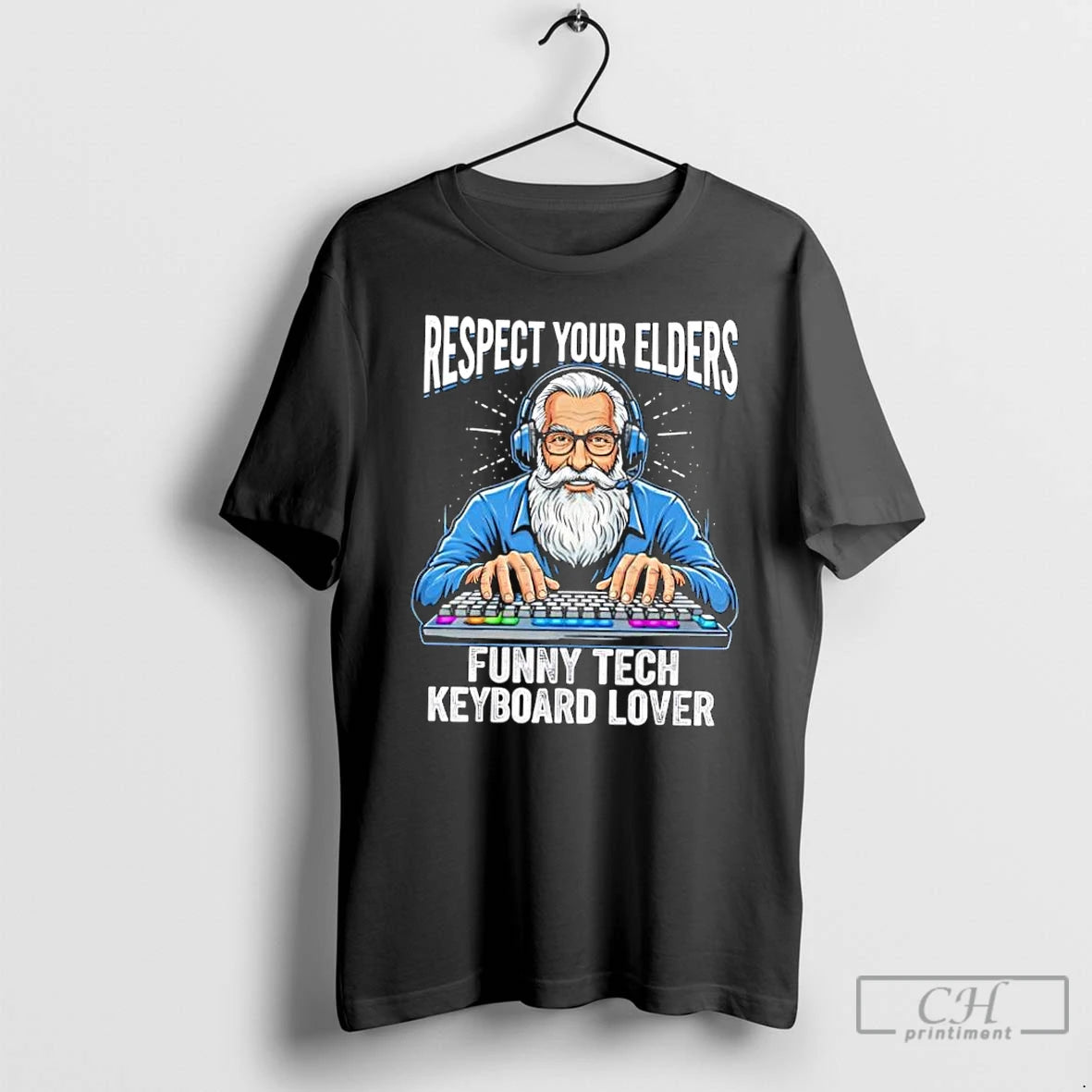 Classic Respect Your Elders Funny Tech Keyboard Lover T-Shirts, Hoodie, Sweatshirt | RetroVerseTees.com