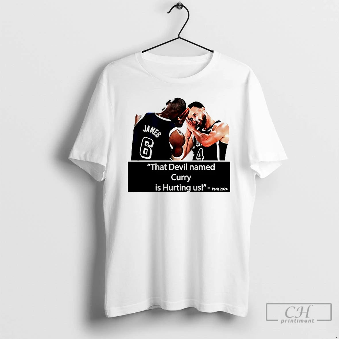 Classic That Devil Named Curry Is Hurting Us Paris 2024 James And Curry Christmas T-Shirts, Hoodie, Sweatshirt