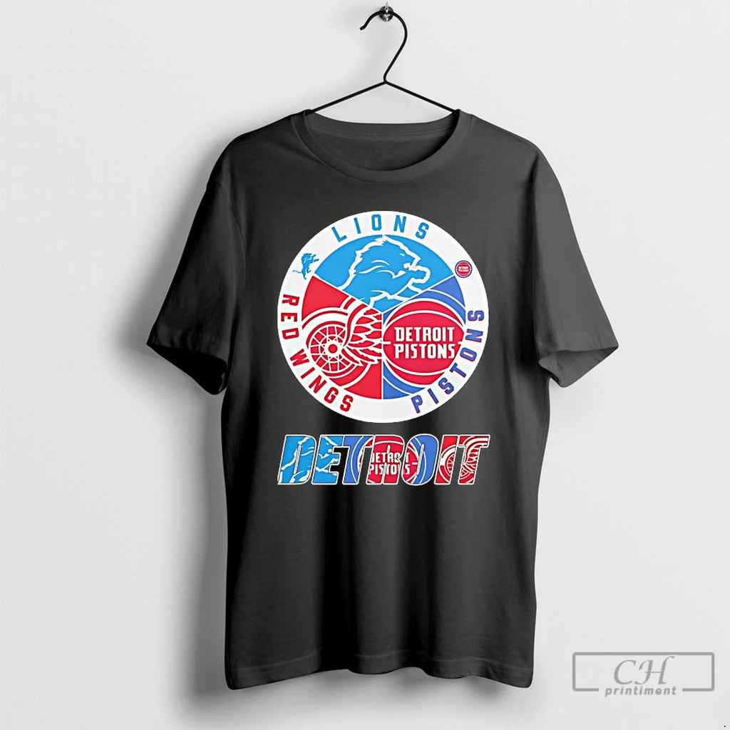 Classic The Detroit Major Sports Detroit Pistons Detroit Red Wings Detroit Lions Logo Skyline