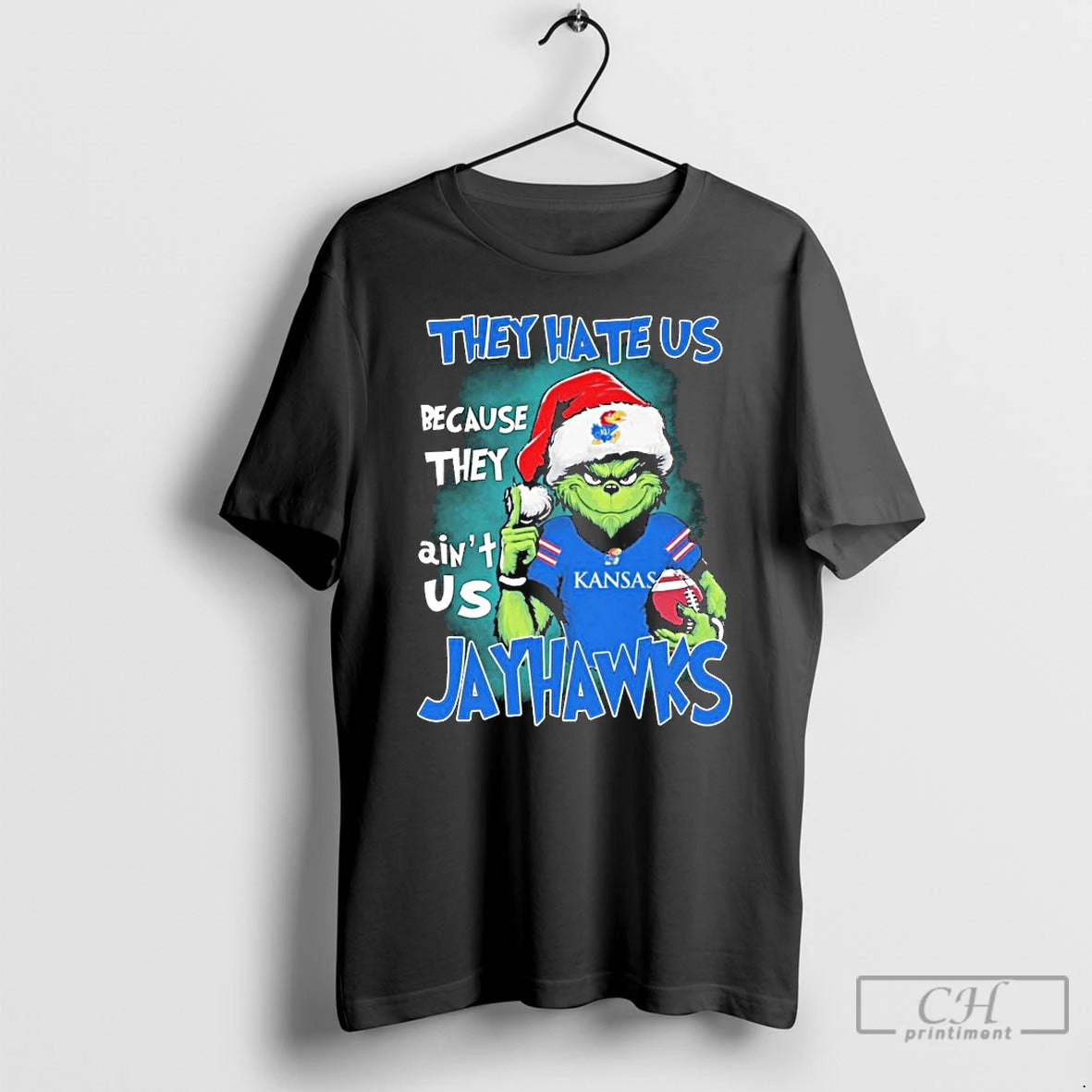 Classic The Grinch They Hate Us Because They Aint Us Kansas Jayhawks Christmas T Shirts Hoodie, Sweatshirt