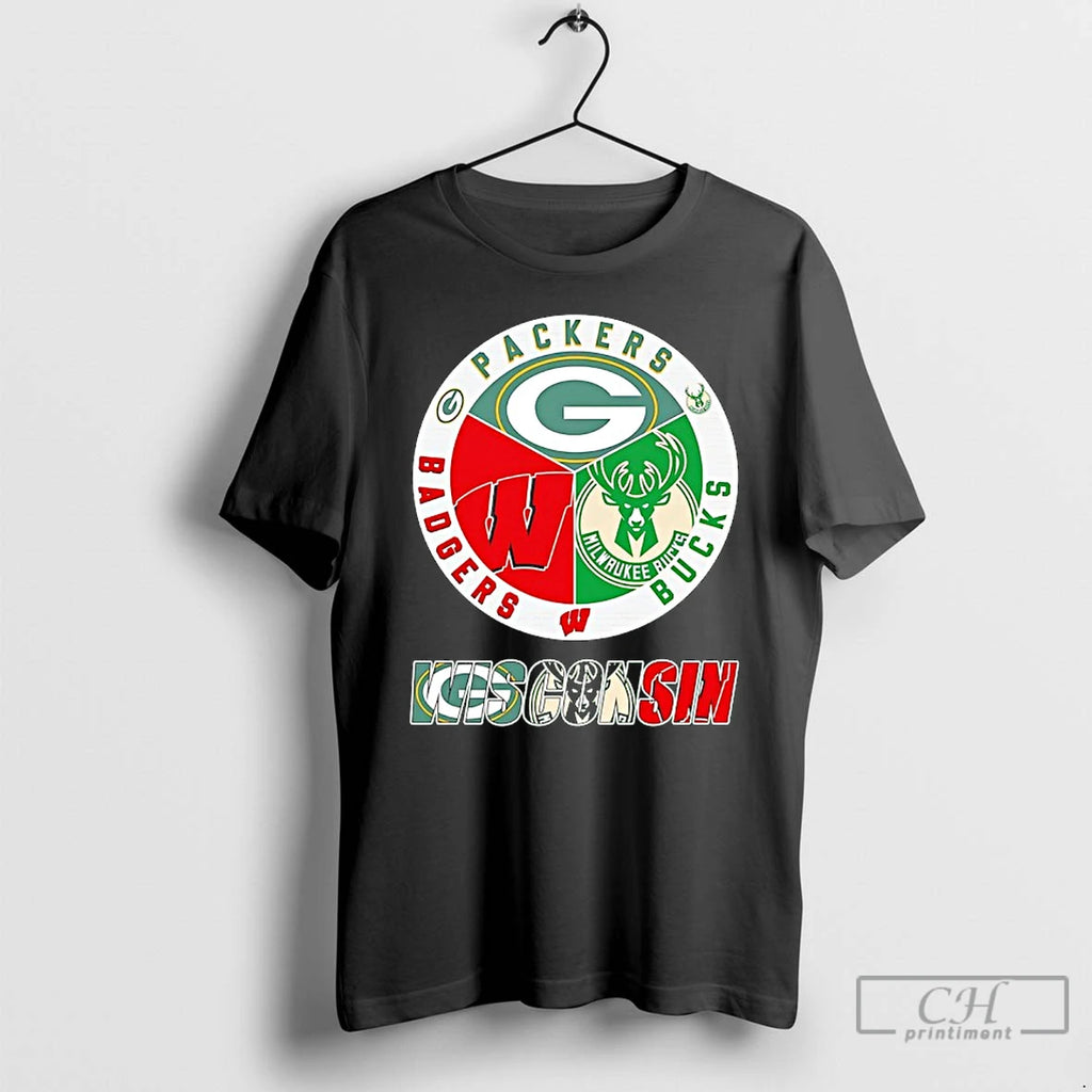 Classic The Wisconsin Major Sports Green Bay Packers Milwaukee Bucks Wisconsin Badgers Logo Skyline