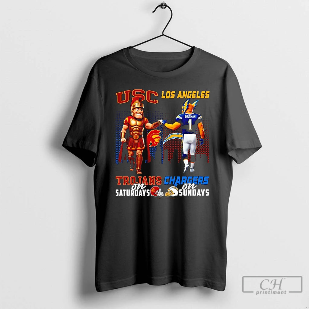 Classic Usc Trojans On Saturdays X Los Angeles Chargers On Sundays Mascot T Shirts Sweater