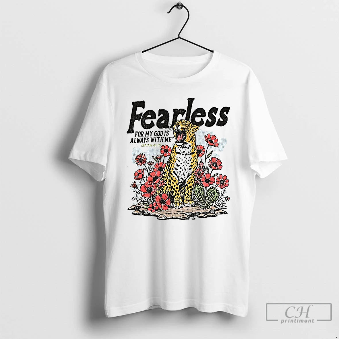 Classic Vintage Leopard Fearless For My God Is Always With Me T-Shirts, Hoodie, Sweatshirt | RetroVerseTees.com
