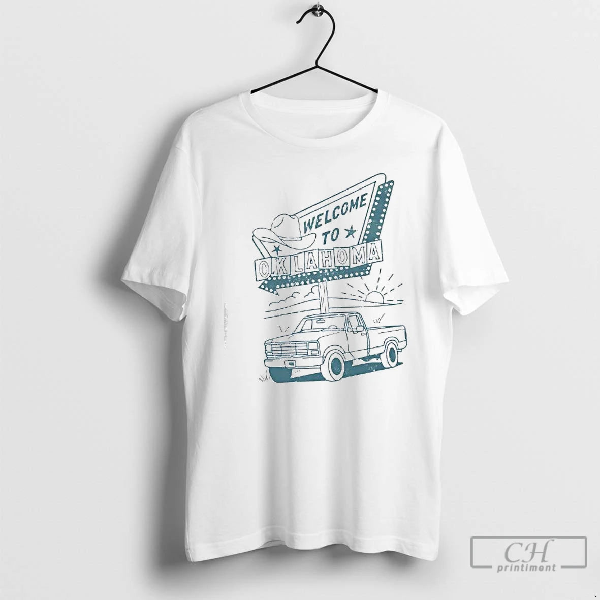 Classic Welcome To Oklahoma Retro Style Roadside Cowboy Hat Truck T-Shirts, Hoodie, Sweatshirt | RetroVerseTees.com