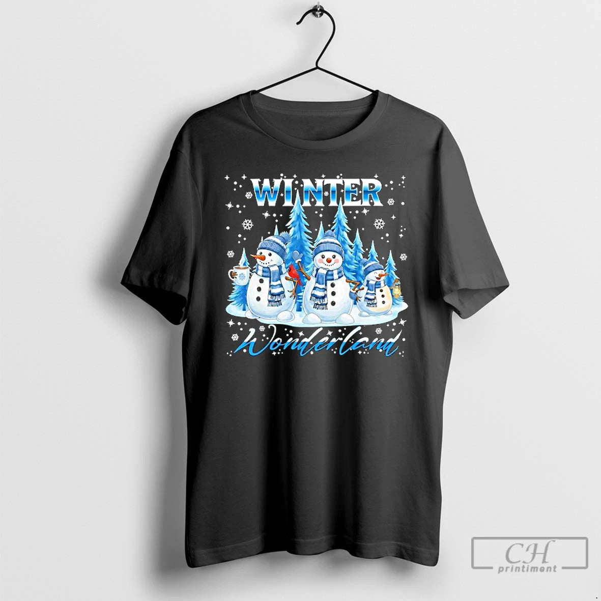 Classic Winter Wonderland Snowman Family Snowflake Cozy Winter Scene T-Shirts, Hoodie, Sweatshirt | RetroVerseTees.com
