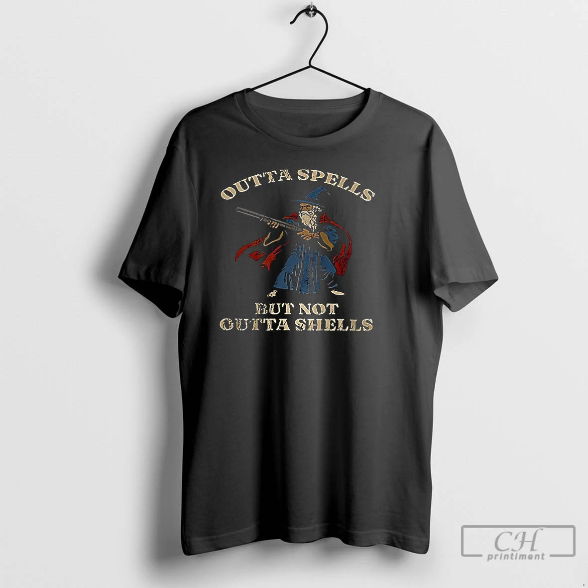 Classic Wizard Fantasy Outta Spells But Not Outta Shells T-Shirts, Hoodie, Sweatshirt | RetroVerseTees.com
