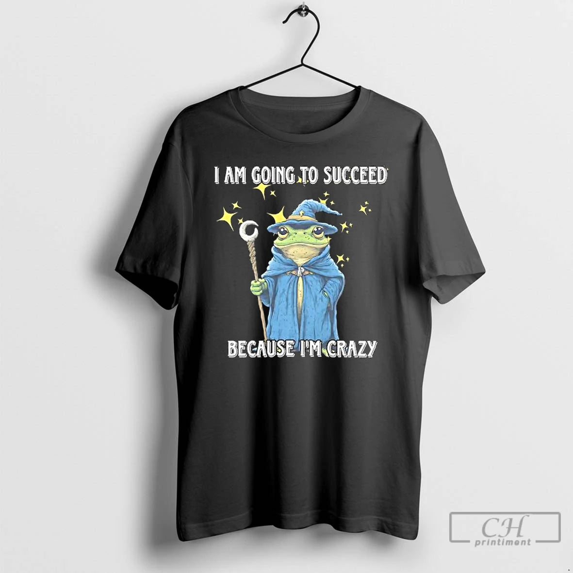 Classic Wizard Frog I Am Going To Succeed Because Im Crazy T-Shirts, Hoodie, Sweatshirt | RetroVerseTees.com