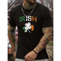Clover Graphic Irish Print T-shirt, Tees For Men, Breathable Street Trendy Fashion, Comfortable Round Neck T-shirt,...