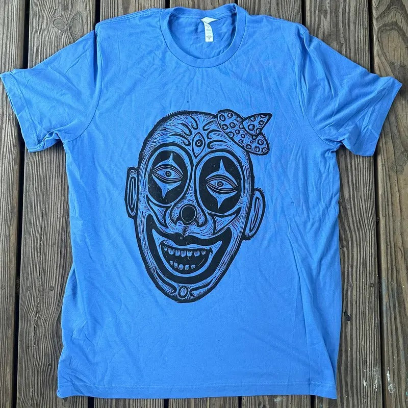 Clown Linoleum Hand-Printed T-Shirt Cotton Menswear Top Graphicsstyle{n002}2 Hoodie, Sweatshirt | RetroVerseTees.com