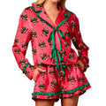Women Christmas Pajamas Set 2 Pieces Loungewear Suits Candy Cane/Cocktail Glasses Print Shirts Tops and Shorts Sleepwear...