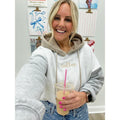 'Coffee' Colorblock Hoodie for Women - Embroidered Design T-Shirts, Sweatshirt | RetroVerseTees.com