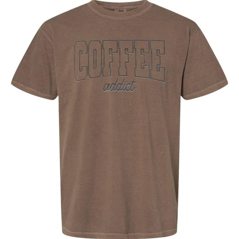 Coffee Addict Puff Print Comfort Colors T-Shirt Hoodie, Sweatshirt | RetroVerseTees.com