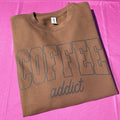 Coffee Addict Puff Print Just Hoods Sweatshirt T-Shirts, Hoodie | RetroVerseTees.com