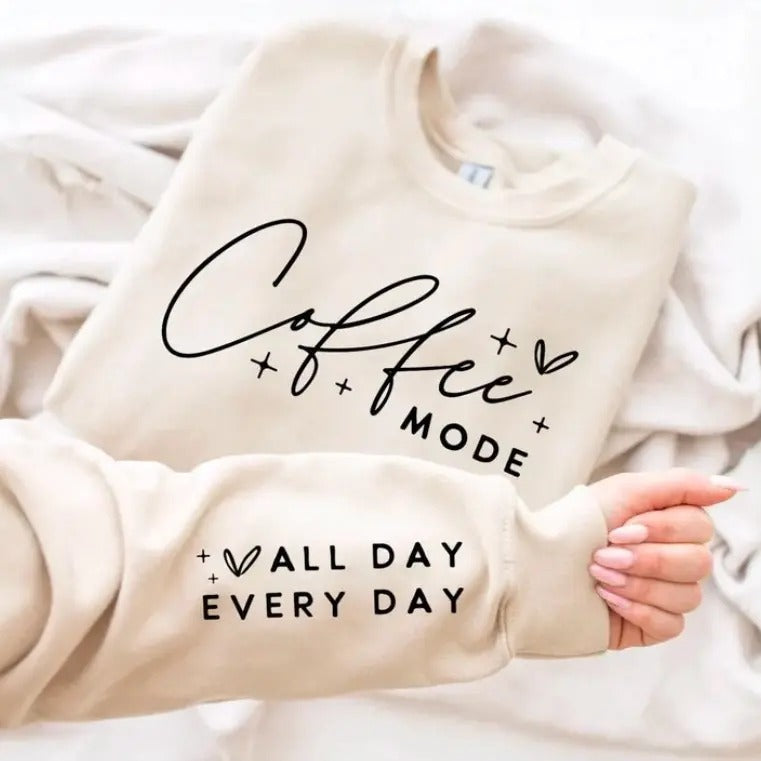 Coffee All Day Every Day Fleece Crewneck Sweatshirt T-Shirts, Hoodie | RetroVerseTees.com