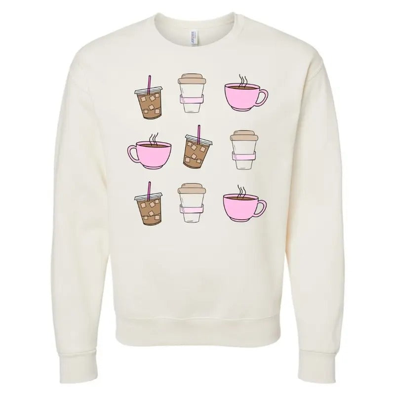 'Coffee Girlie' Crewneck Sweatshirt T-Shirts, Hoodie | RetroVerseTees.com