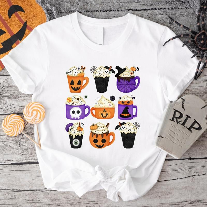 Coffee Latte Halloween Shirt, Fall Pumpkin Coffee T-Shirt, Unisex Coffee Lover Gift Tee, Spooky Season Shirt. Hoodie,...