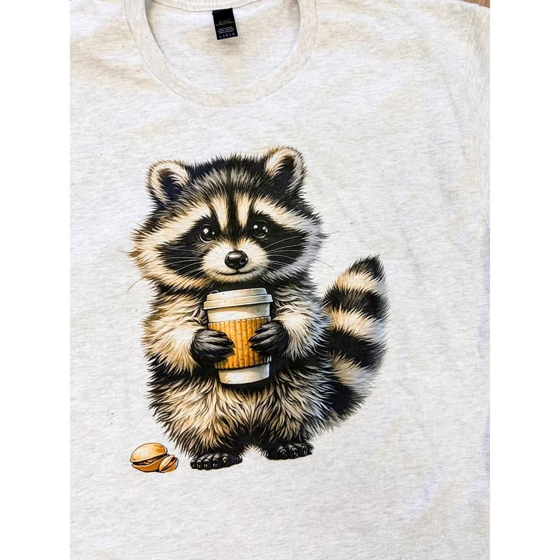 Coffee Raccoon Graphic Top T-Shirts, Hoodie, Sweatshirt | RetroVerseTees.com
