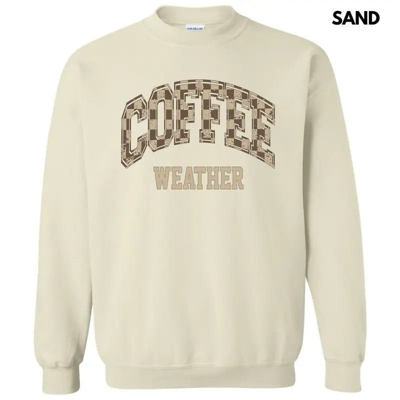 Coffee Weather Checkered Sweatshirt 'NLB' T-Shirts, Hoodie | RetroVerseTees.com
