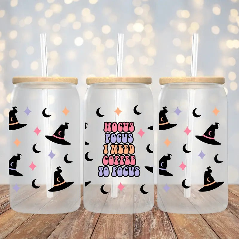 Coffee to Focus 16oz Halloween Glass Tumbler T-Shirts, Hoodie, Sweatshirt | RetroVerseTees.com