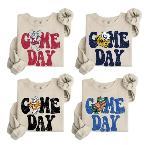 College Mascot Game Day Sweatshirt, Retro NCAA Teams Crewneck T-Shirts, Hoodie | RetroVerseTees.com