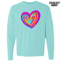 Color Crazy Heart Long Sleeve Comfort Colors T-Shirt 'NLB' Hoodie, Sweatshirt | RetroVerseTees.com