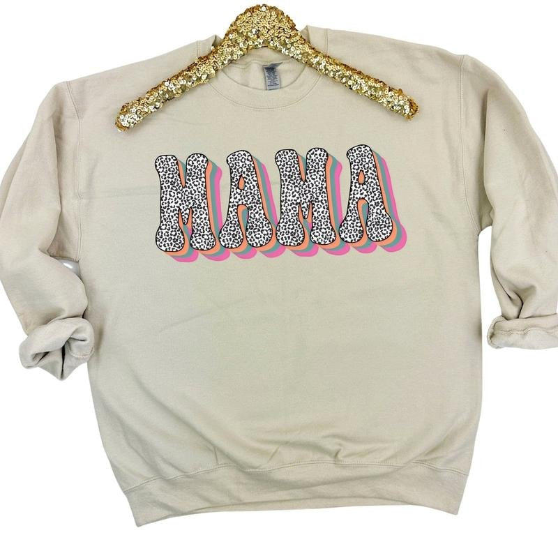 Color Shadow Leopard Mama Sweatshirt 'NLB' T-Shirts, Hoodie | RetroVerseTees.com