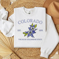 Colorado Blue Columbine Embroidered State Flower Sweatshirt, Hometown Embroidered Shirt, Favorite Flower Embroidered...
