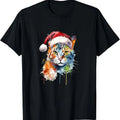 Colorful Cat Wears Santa Hat Kitten Ugly Christmas Pajama T-Shirt Hoodie, Sweatshirt | RetroVerseTees.com