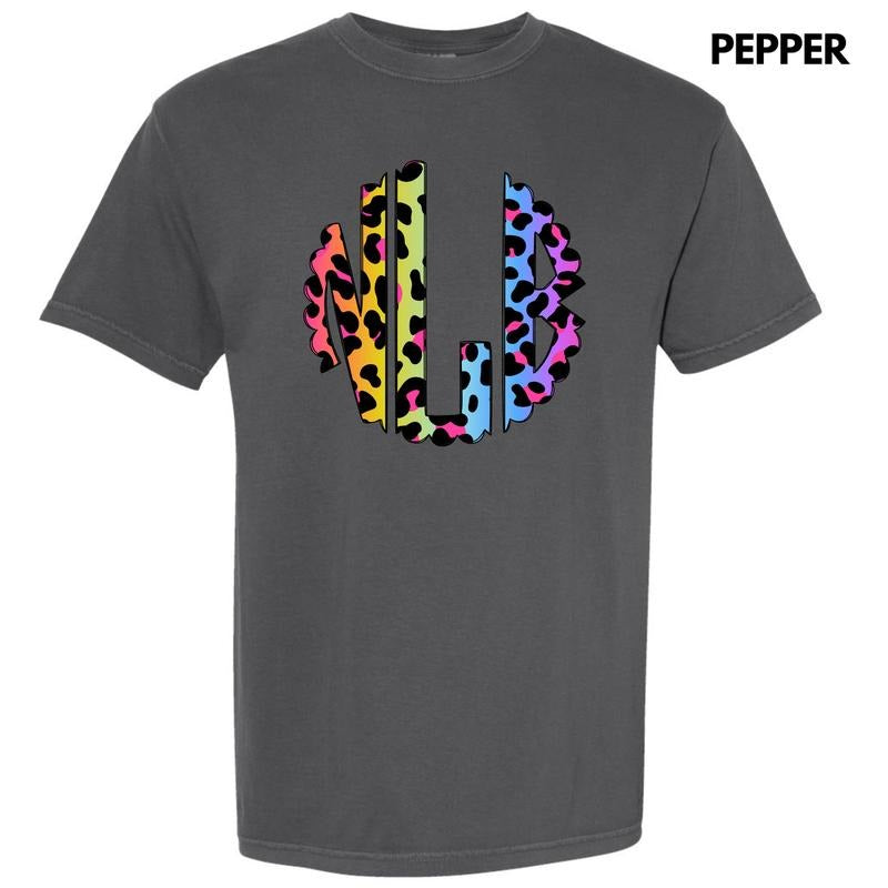 Colorful Cheetah Monogram Comfort Colors T-Shirt 'NLB' Hoodie, Sweatshirt | RetroVerseTees.com