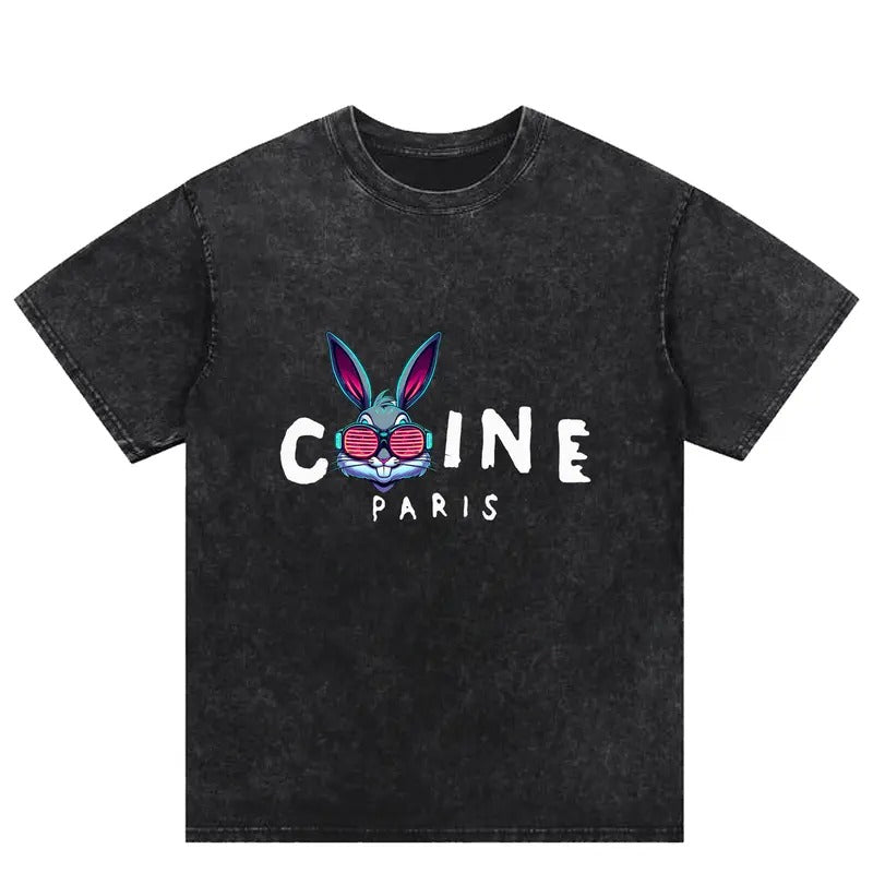 Colorful Rabbit - themed Tees with Parisian Vibe: A Must - have for US Fashion Buffs Hoodie, Sweatshirt | RetroVerseTees.com