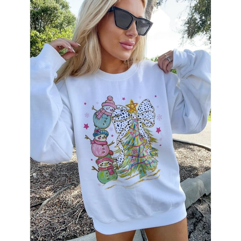 Colorful Snowmen Graphic Top T-Shirts, Hoodie, Sweatshirt | RetroVerseTees.com