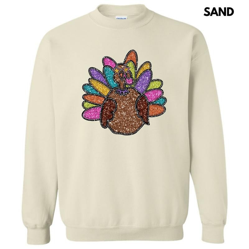 Colorful Turkey FAKE Glitter Sweatshirt 'NLB' T-Shirts, Hoodie | RetroVerseTees.com
