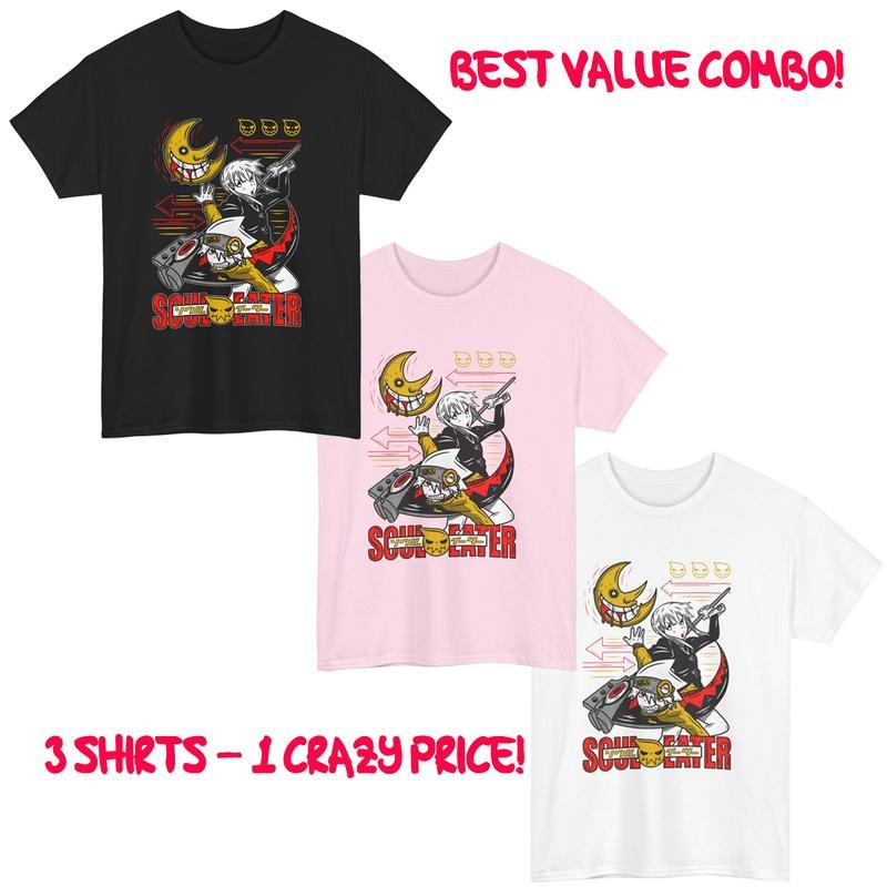 Combo 3 Colors Soul Eater Maka Death the Kid  Anime Unisex T-Shirt Tee ALL SIZES Hoodie, Sweatshirt | RetroVerseTees.com