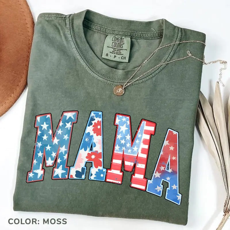 Comfort Color American Mama T-shirt, Retro Mama America Tee, 4th Of July T-shirt For Women , American Mama, Retro Us...