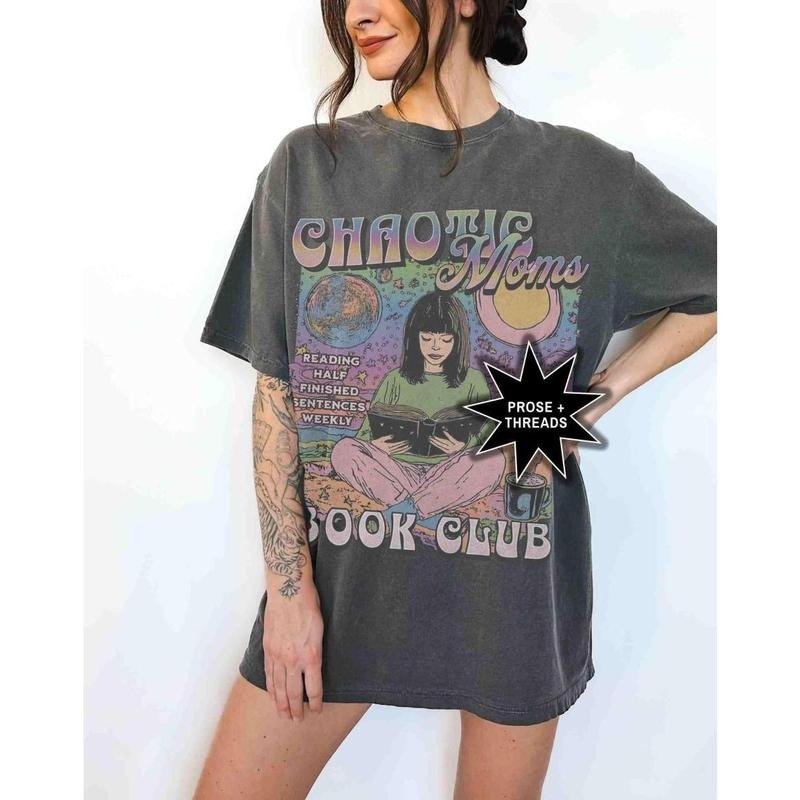 Comfort Color Chaotic Moms Book Club Shirt Library Shirt Bookstagram Born To Read Bookish Things For Book Lovers...