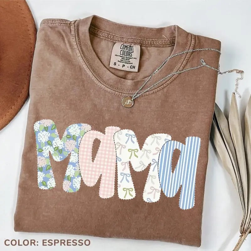 Comfort Color Floral Mama T-shirt, Cute Spring Mom T-shirt, Coquette Mama Flower T-shirt For Women Hoodie, Sweatshirt