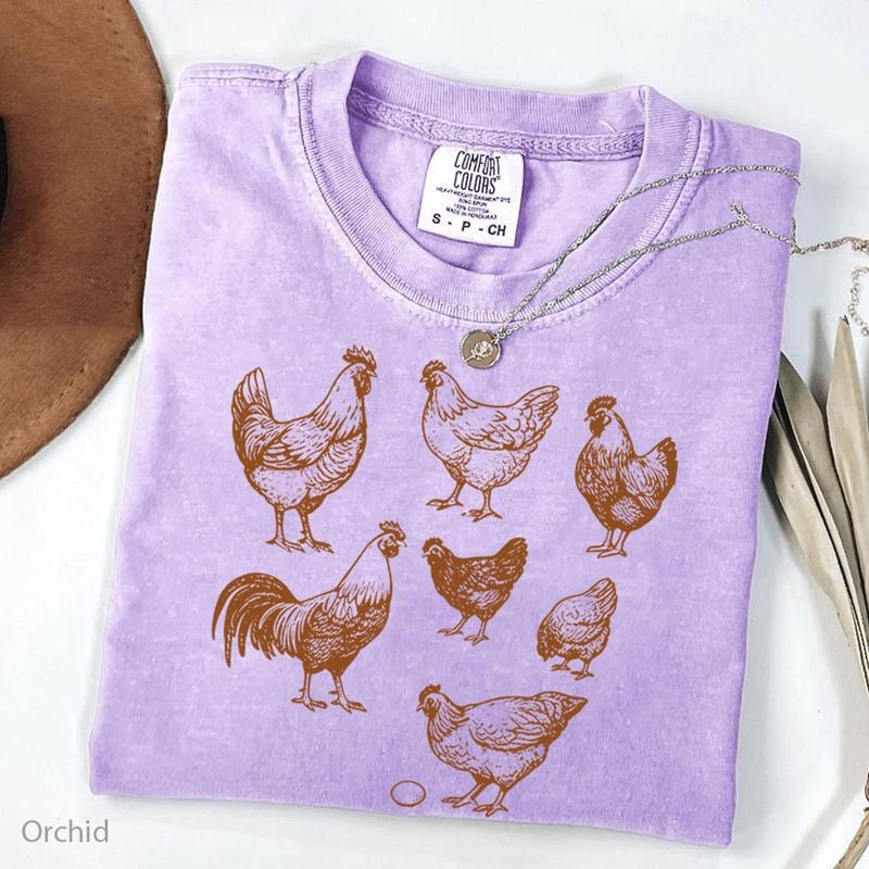 [Comfort Colors] Vintage Chicken Tee Shirt for Chicken obsessed, Raisin chickens tee, Farm crewneck, Love Chickens Cute...