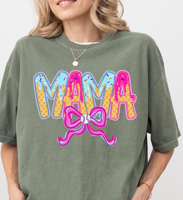 Comfort Colors Baseball Drip Mama Shirt, Mothers Day Shirt, Mothers Day Gift, Baseball Ice Cream Drip Shirt, Game Day...