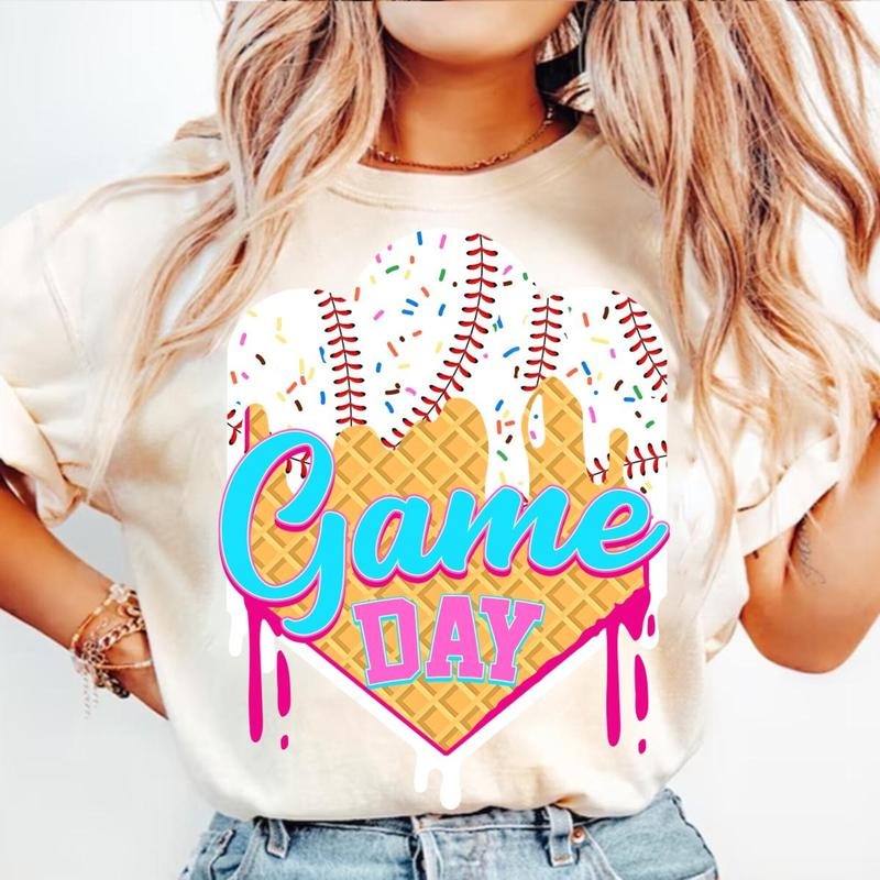 Comfort Colors Baseball Game Day Drip T-Shirt, Baseball Ice Cream Drip Shirt, Mama Basebaall T-Shirt, Mom Dripping Shirt...